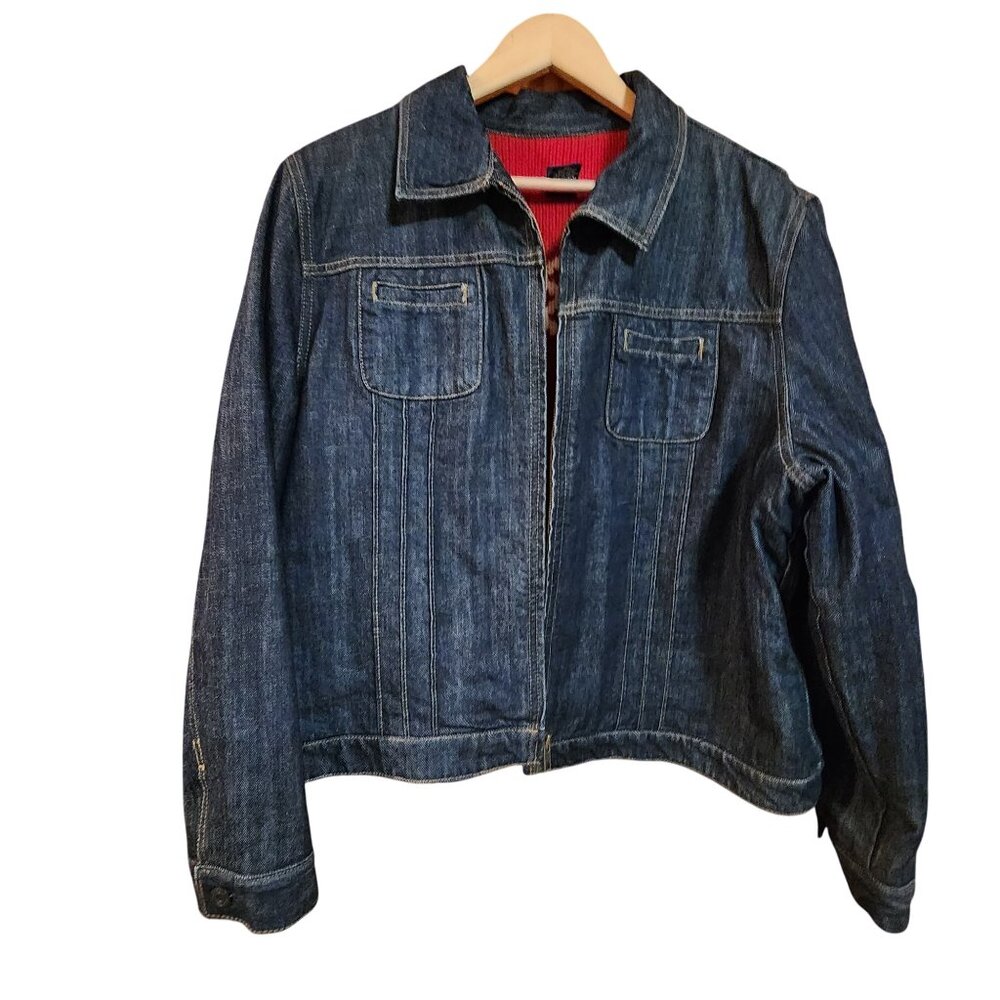 Gap Womens XXL Denim Jacket With sweater lining & zip Closure